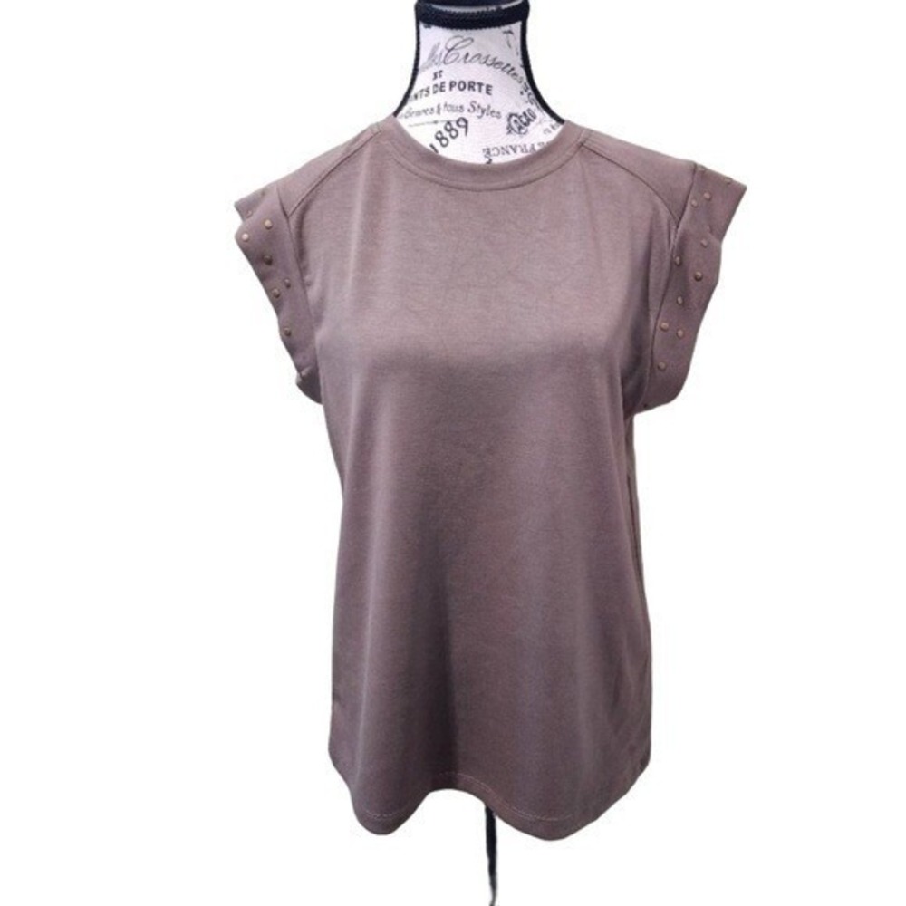 Liam & Company Catrin Guacamole Green Studded Cap Sleeve Top Size S NWOT